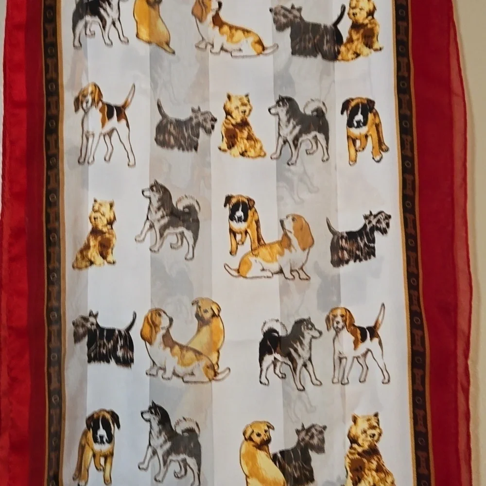 Ladies Dog Themed Rectangular Scarf 56 inches